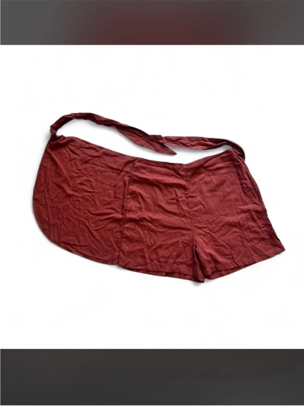 EUC Linen wrap short skort skirt burnt orange terracotta size 4